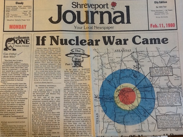 First in a series of articles on the impact of nuclear attack on a Louisiana Air Force Base.